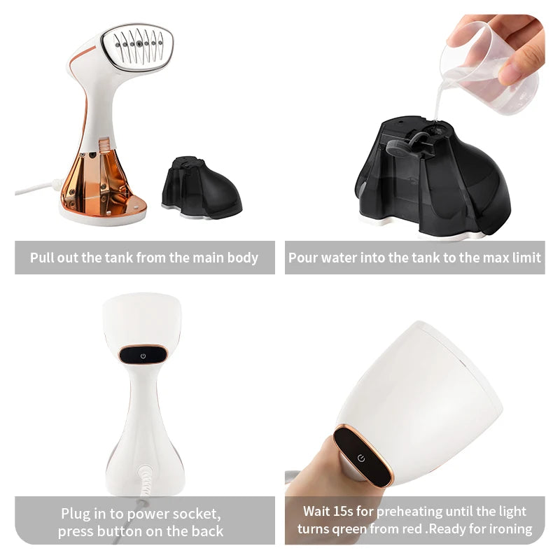 Portable Handheld Garment Steamer – Fast Heat, Travel-Friendly, 1640W