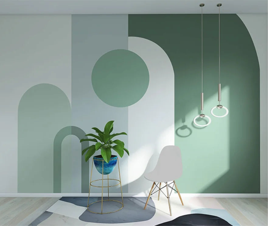 Retro Geometric Colorblock Wallpaper – Custom Size Peel & Stick