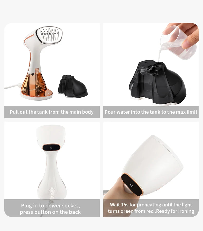 Portable Handheld Garment Steamer – Fast Heat, Travel-Friendly, 1640W