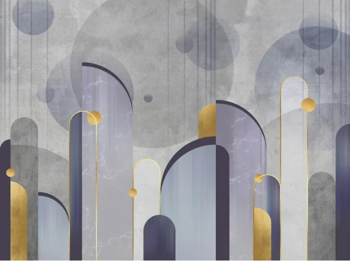 Retro Geometric Colorblock Wallpaper – Custom Size Peel & Stick