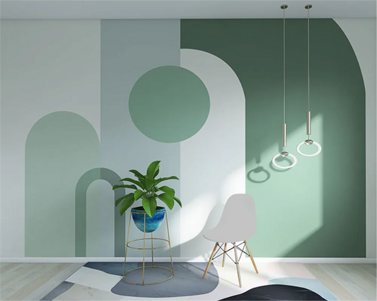 Retro Geometric Colorblock Wallpaper – Custom Size Peel & Stick