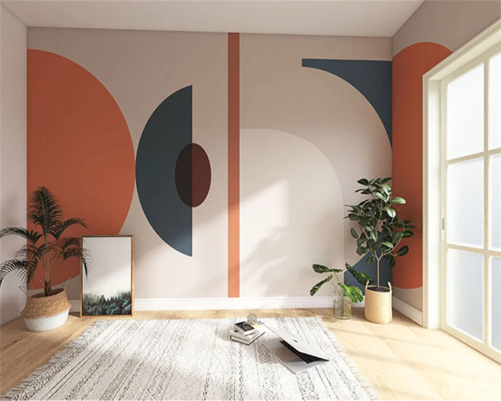 Retro Geometric Colorblock Wallpaper – Custom Size Peel & Stick