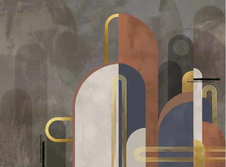 Retro Geometric Colorblock Wallpaper – Custom Size Peel & Stick