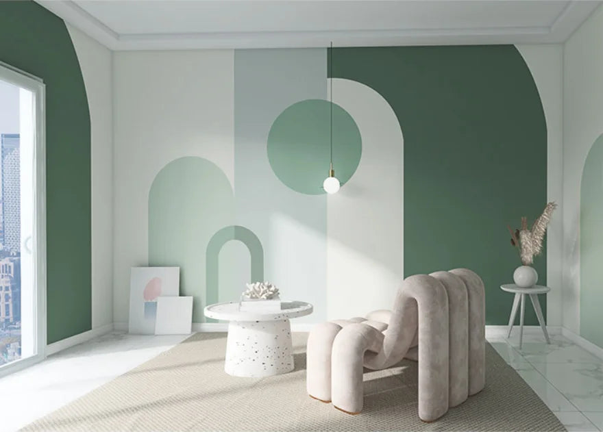 Retro Geometric Colorblock Wallpaper – Custom Size Peel & Stick