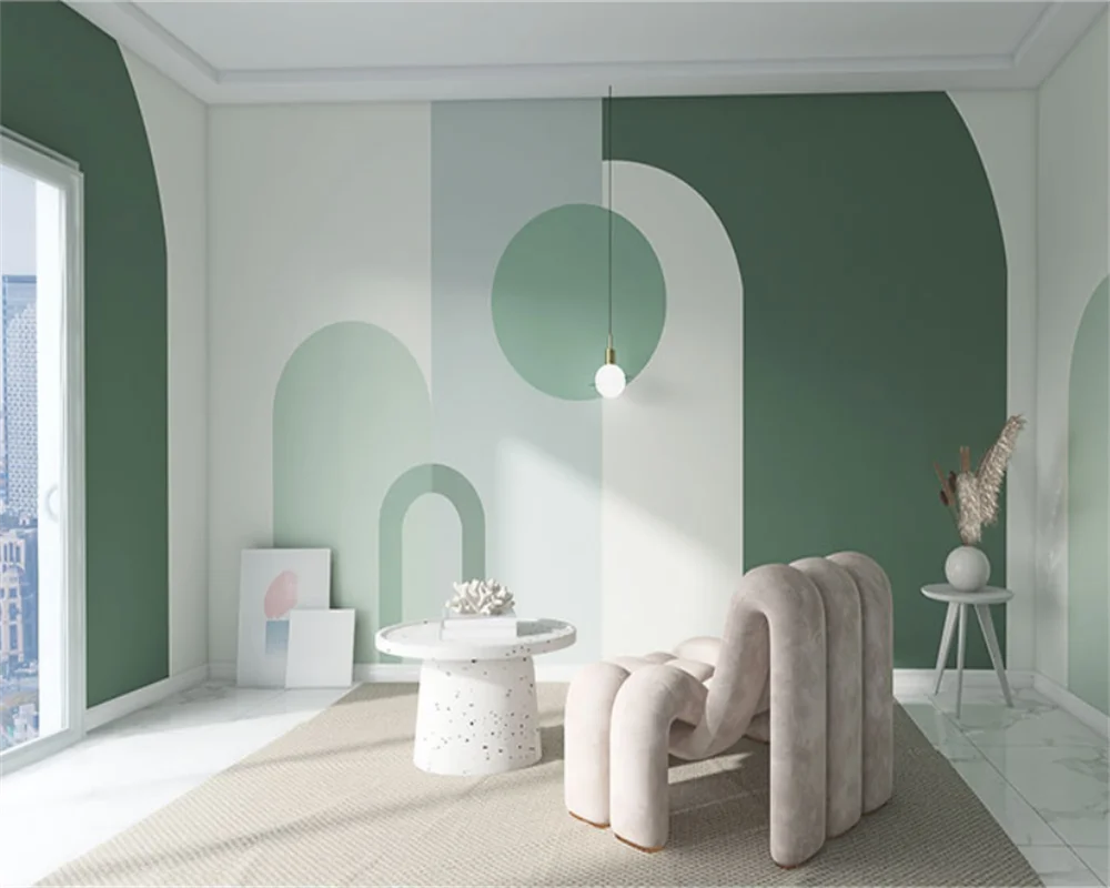 Retro Geometric Colorblock Wallpaper – Custom Size Peel & Stick