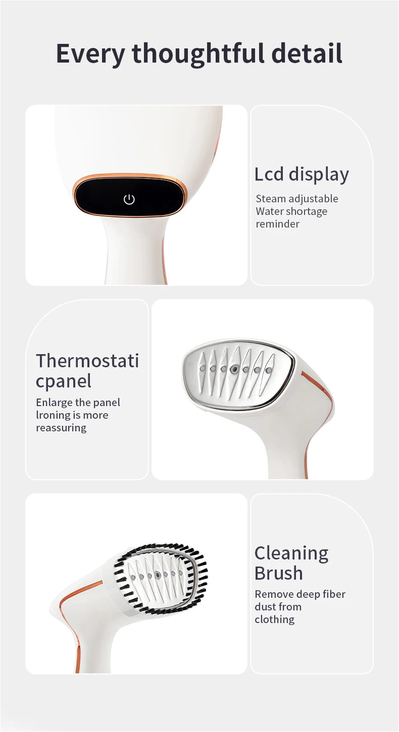 Portable Handheld Garment Steamer – Fast Heat, Travel-Friendly, 1640W