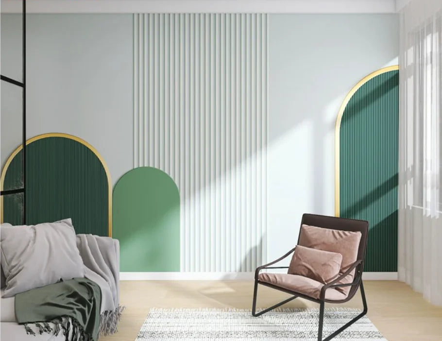 Retro Geometric Colorblock Wallpaper – Custom Size Peel & Stick