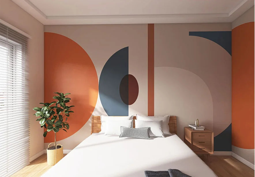 Retro Geometric Colorblock Wallpaper – Custom Size Peel & Stick